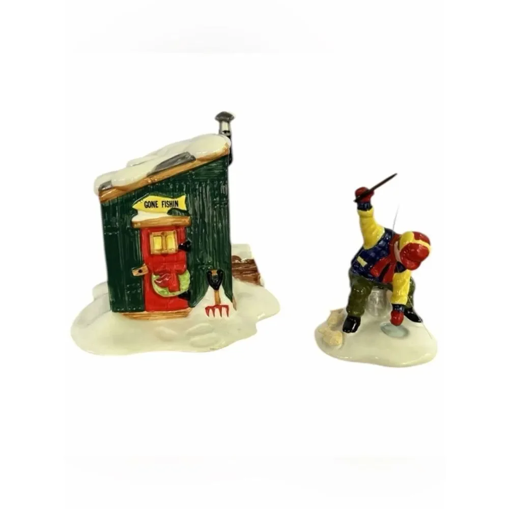 Dept 56 Snow Village Fresh Frozen Fish #5163-2 Retired 1990 Set of 2 Vintage EXC